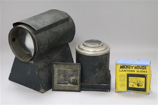A Magic Lantern and a collection of Mickey Mouse slides
